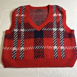 Wild‎ Fable Knitted Striped Red Vest Size Large Preppy Oversized